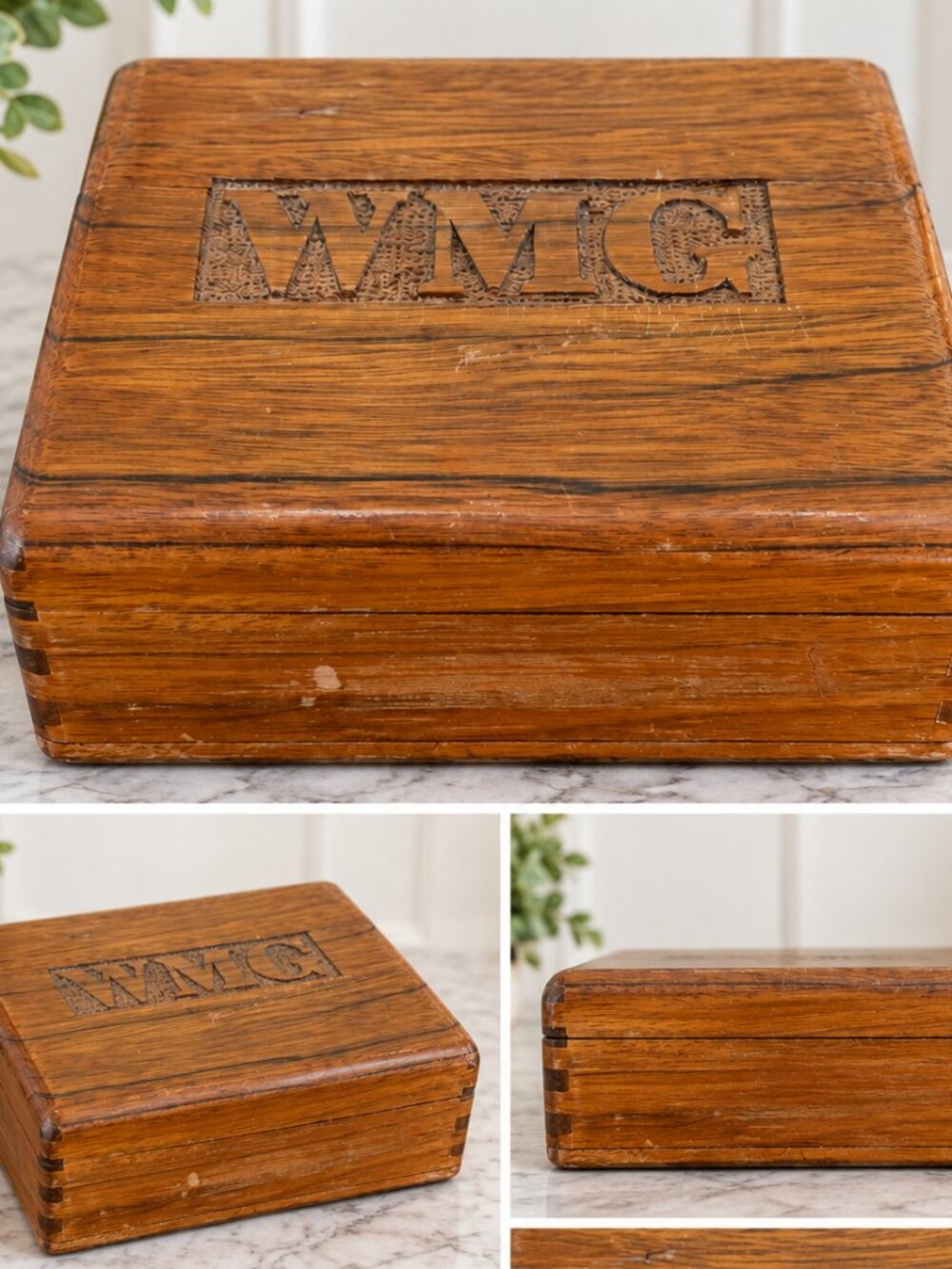Vintage Tabacalera Cigars Wooden Cigar Box WMIC Carved Storage Box